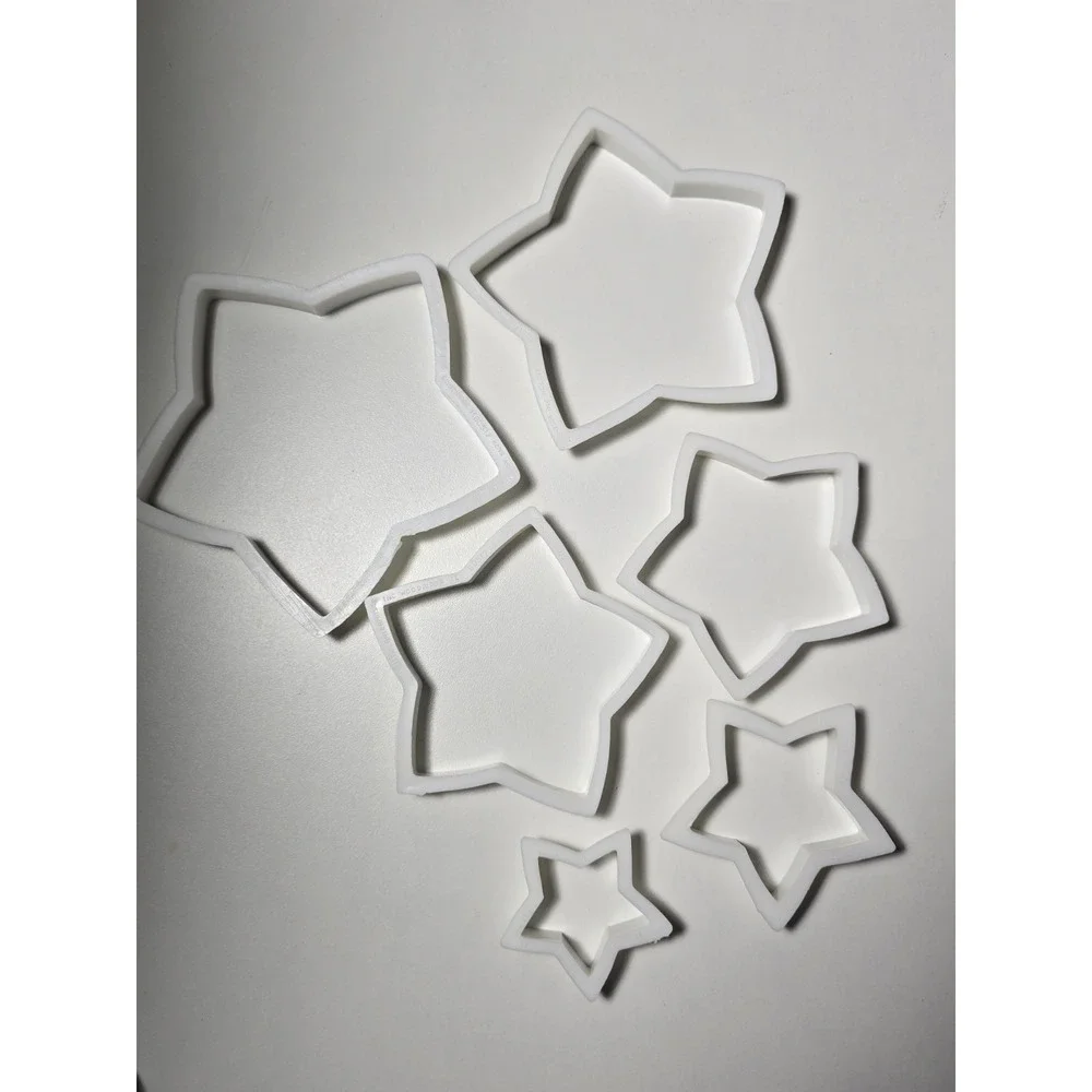 Wilton White Nesting Stars Cookie Cutters 6 Piece Set Made in Hong Kong 2-5 Inch